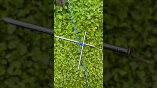 Rope knot technique to join two nails crosswise.
