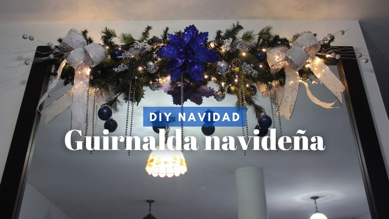 Рождественская гирлянда в сине-серебряных тонах | Украшение из зеркала своими руками