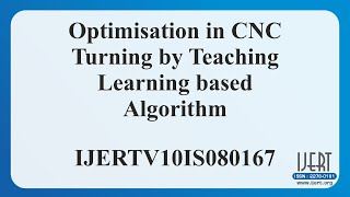 Optimisation in CNC Turning by Teaching Learning based Algorithm