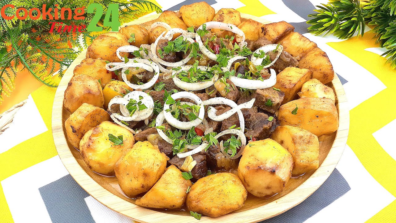 Узбекское жареное мясо с картофелем | Казан Кабаб