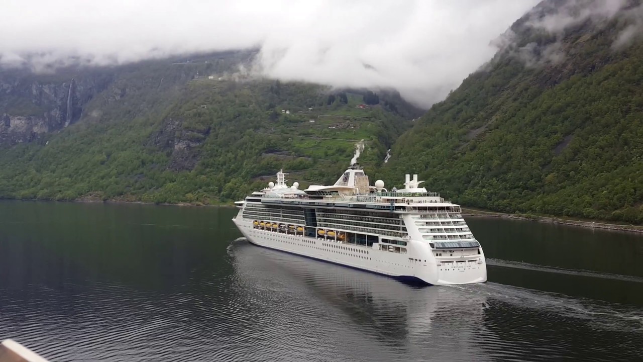 Cruise Ship Serenade of the Seas leaves Geirangerfjord