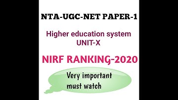 NIRF ranking 2020/ Higher education system/UGC NET paper-1/NTA NET JUNE 2020/unit 10 paper 1