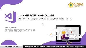 KBIT 44308 - Pemrograman Visual 2: #4   Error Handling