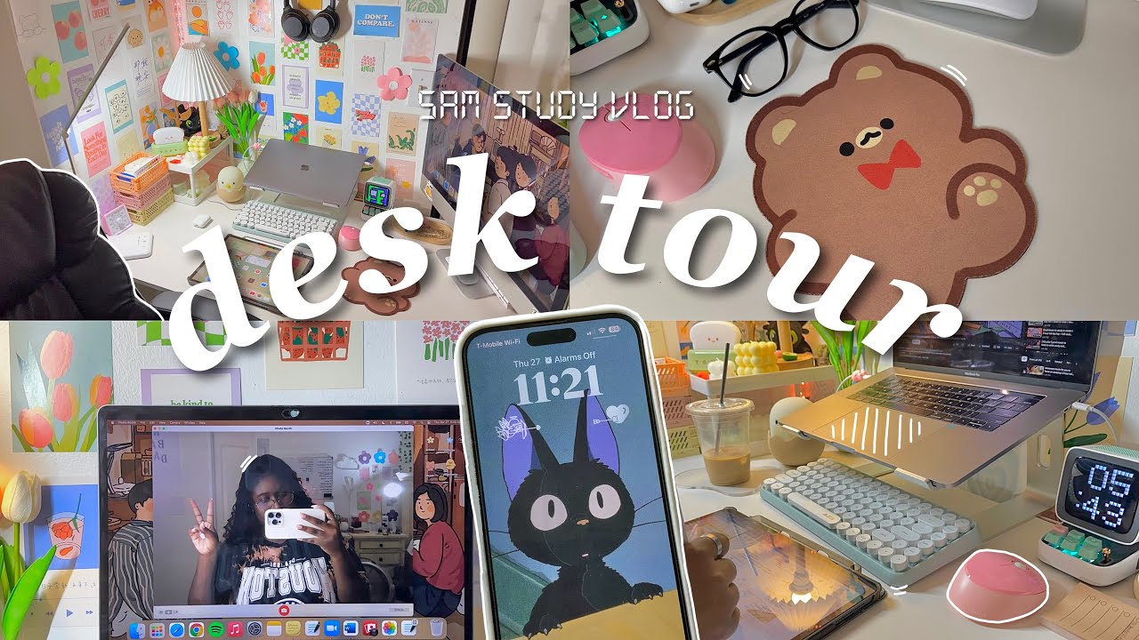 Study Table Vlog 🧸💟 desk tour + productive study vlog | lots of studying, pinterest ...