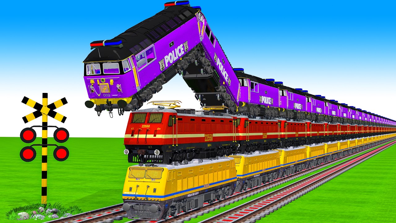 【踏切アニメ】複雑な電車 5 Trains Climbing Pynamid 2026j 🚦 Fumikiri 3D Railroad Crossing Animation #1million #4