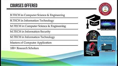 M.Tech : Computer Science,  Information Techn. , Information Security,   MCA : Computer Application