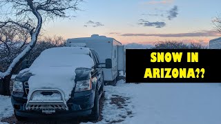 Snow in Arizona, and Indian Bread Rocks free camping! Week #16 Living in our RV