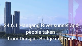 #river #Seoul #Korea #sunset Hangang River sunset and people taken from Dongjak Bridge in Seoul!
