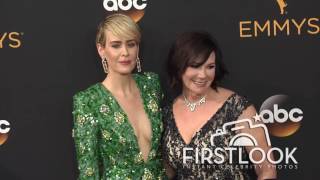 Sarah Paulson, Marcia Clark arriving at the 2016 EMMY Awards