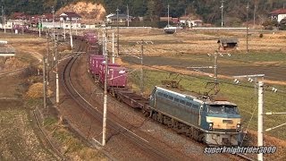 JR貨物 EF66 52号機+コキ20B 貨物列車2070レ 西高屋→白市 2014.1