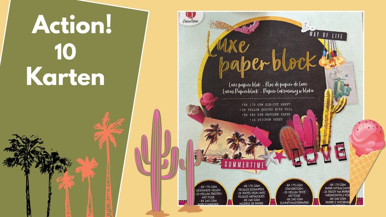ACTION! 10 Karten - Luxe Paperblock/ way of life - Déco Time