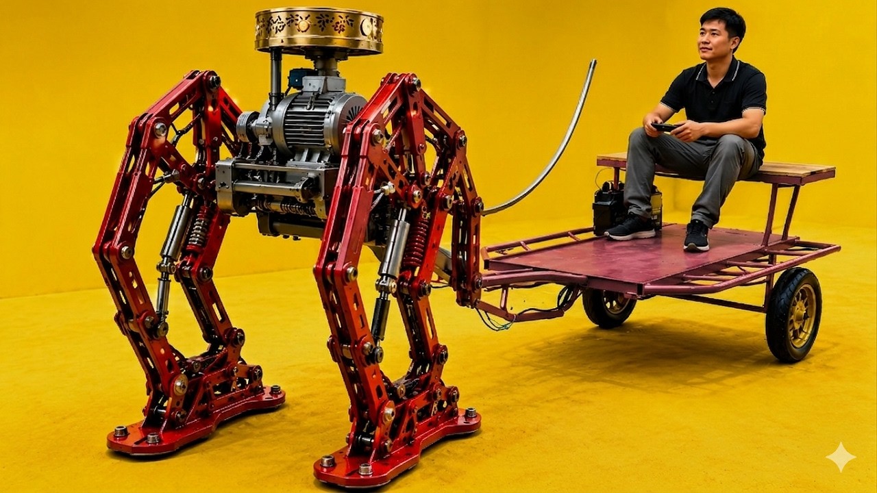 A crazy invention a farmer creates an electric powered robotic leg ...