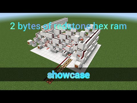 minecraft redstone 2 bytes of hex ram (showcase)
