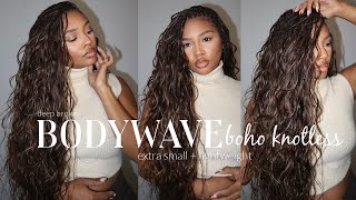 047| HOW TO: DIY *DEEP BROWN* EXTRA SMALL *BODY WAVE* boho knotless | 100% Human hair ft. @Ywigs