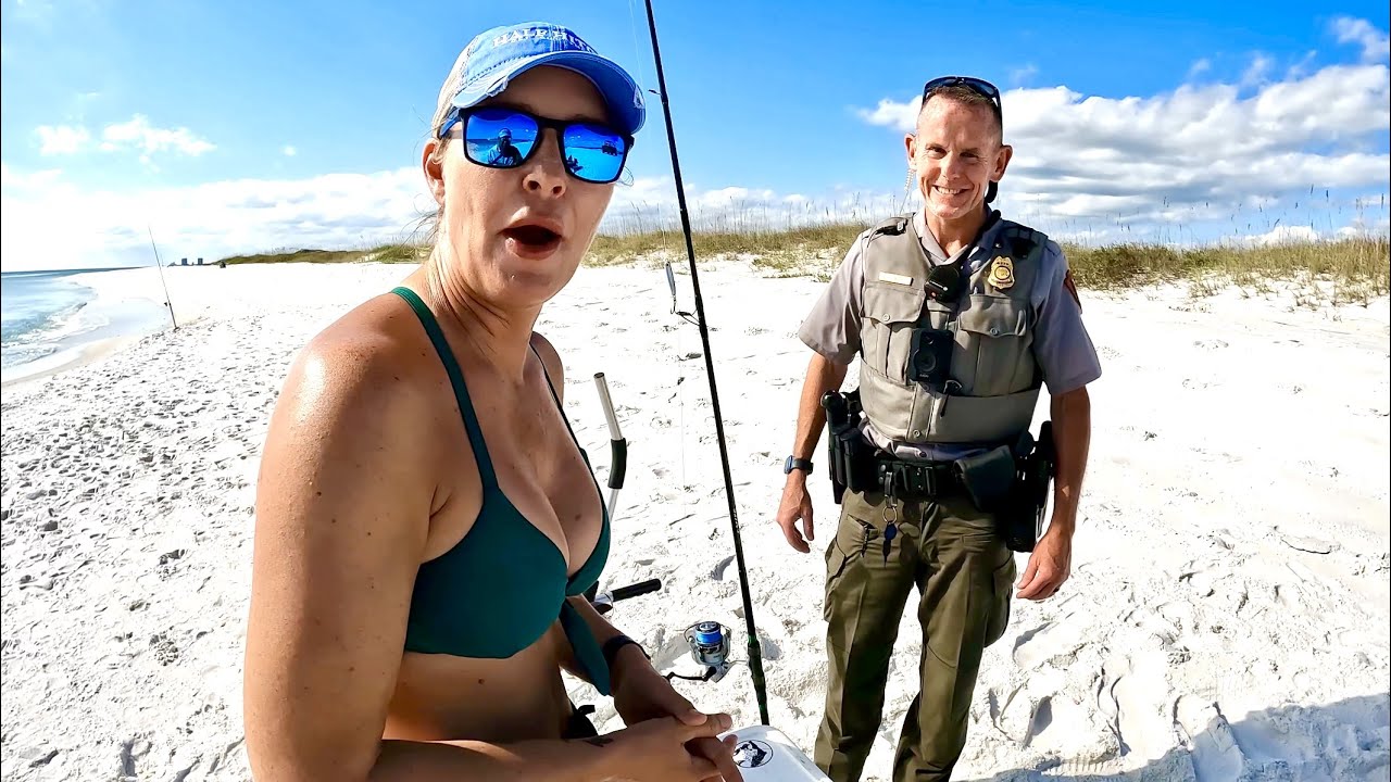 Girl goes SURF FISHING when THIS HAPPENS….