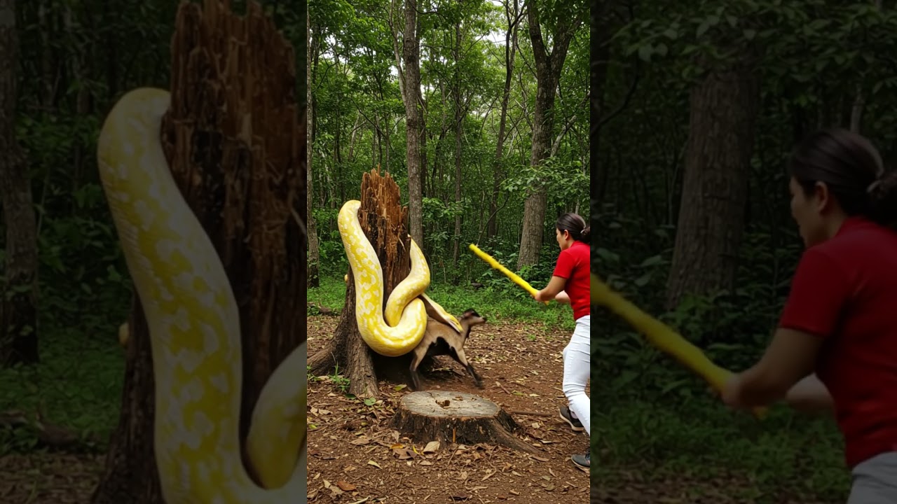 Brave Woman vs Giant Python to Save Goat