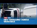 Kecelakaan HRV Terguling Tabrak Gran Max di Exit Tol Sentul