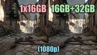 Is 16GB+32GB RAM Better Than Single 16G Stick? (DDR5 Test)
Mixing RAM Sticks DDR5 - 16GB vs 48GB. Is 16gb+32gb RAM better than Single Stick?
Test System Details
Room Temp - 31 Deg
PC SPECS
● CPU : AMD Ryzen 5 7500f stock speed
● Cooler:Deepcool AG400
● GPU: Asrock Challenger RX 9070 16GB GDDR6
● RAM 1: Adata XPG 32G DDR5 5600 MHZ 46
● RAM 2 : Adata XPG 16G DDR5 6000 MHZ 30
● MOTHERBOARD: MSI B850M-P
● SATA M2: Sandisk 2TB 500Mbps
● NVMe M.2 SSD : WD SN580 1TB NVME 4.0
● Case: Gamdias E3 Talos
● Power Supply: DeepCool 750W GOLD
● OS: Windows 11 Pro ver. 25H2
● Recorded: MSI AFTER BURNER & AMD Relive app Is 16GB+32GB RAM Better Than Single 16G Stick? (DDR5 Test)