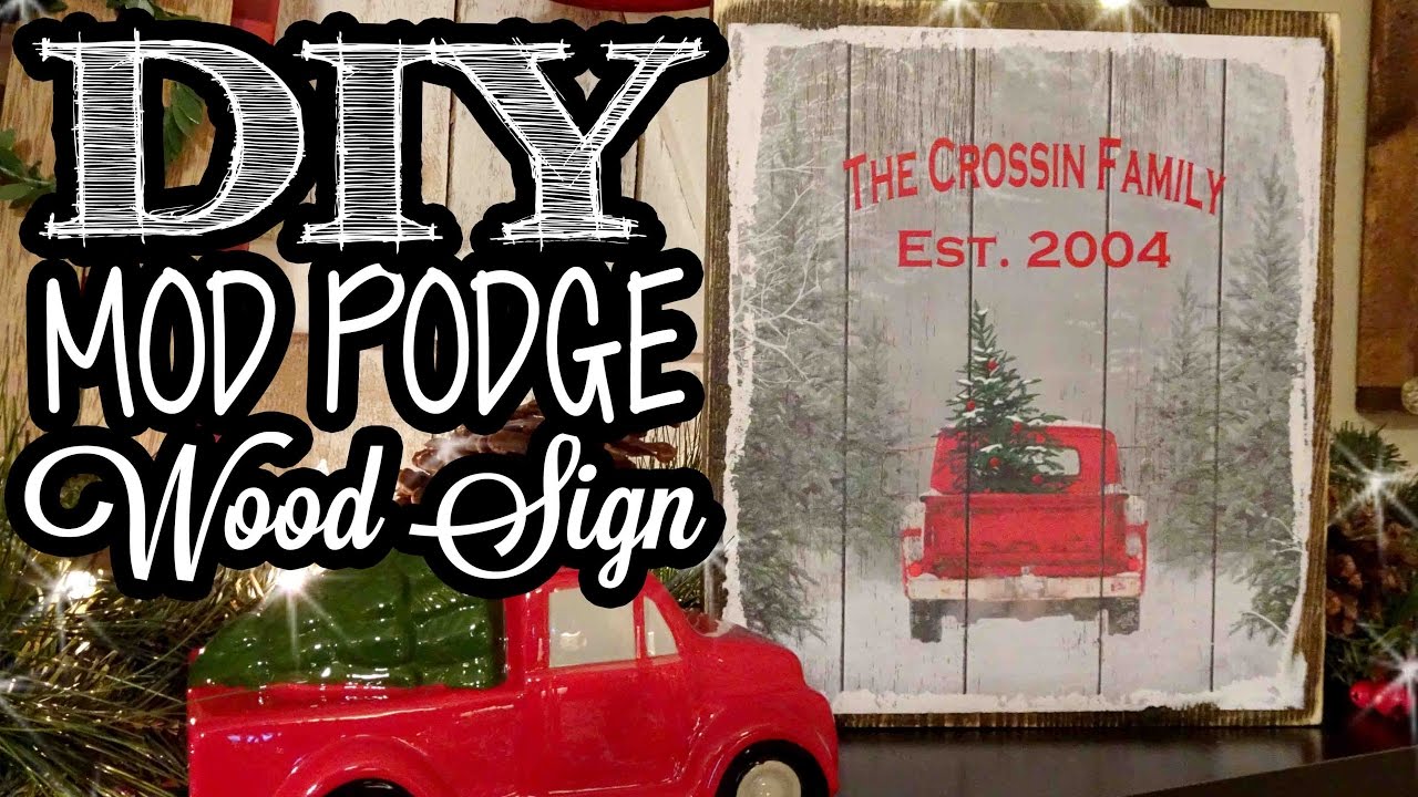 mod podge wood sign dollar tree gift bag youtube lighted christmas present boxes