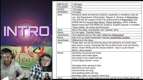 RADIO BASED INSTRUCTION SAMPLE SCRIPT English |Opening & Closing Spiel