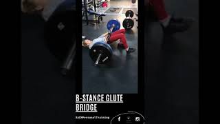 EXERCISE TUTORIAL | B-STANCE GLUTE BRIDGE