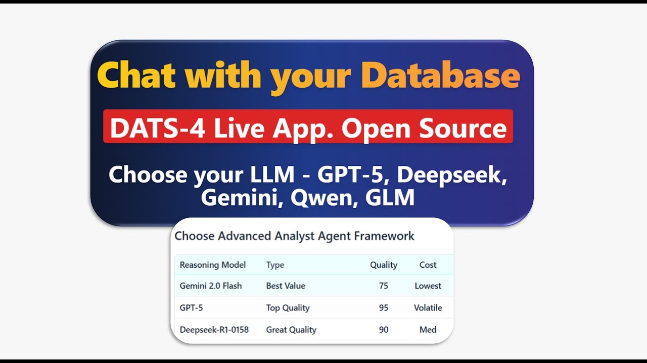 Database AI & SQL - Now choose you LLM: GPT-5, Deepseek, Qwen 3 Thinking. Live. Open Source.