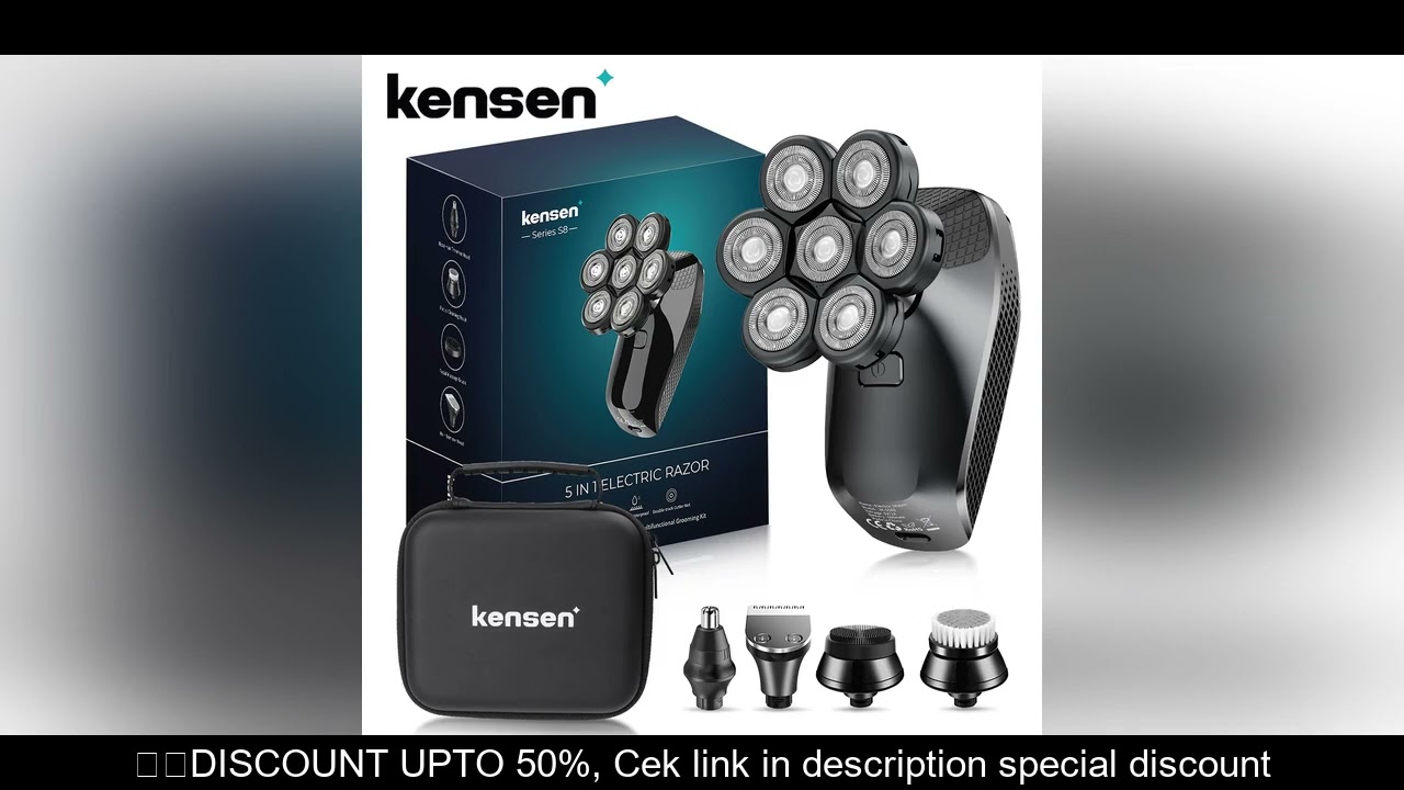 Kensen S8 Electric Head Shavers for Men 7D Floating Cutter Rechargeable IPX6 Waterproof Beard Trimme