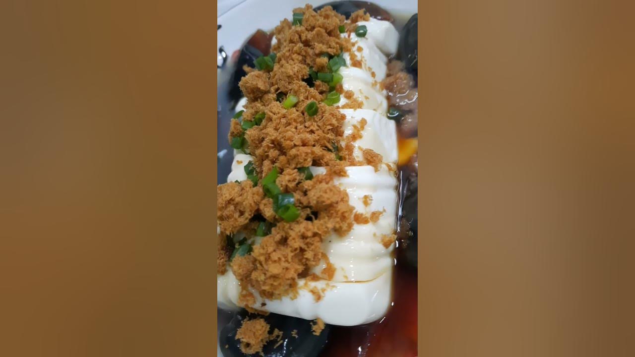 Steamed Tufo with Century Eggs and Pork Floss Toppings YouTube