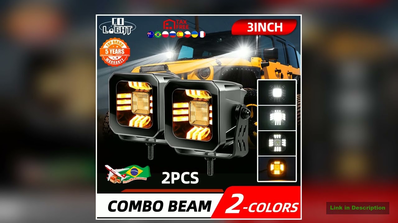 CO LIGHT New 3 inch Led Work Lights White Yellow DRL 4x4 Led Light Bar Spot Flood 50000LM for