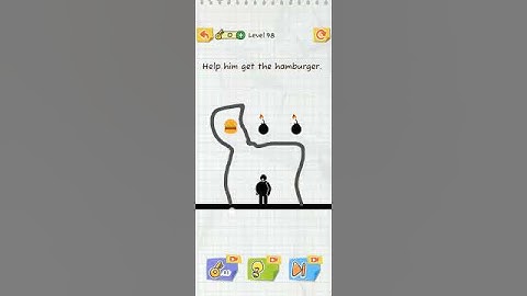 Draw 2 Save Level 98 Help him get the hamburger Stickman Puzzle Brain Train Short Video #draw2save
