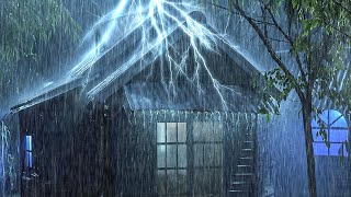 Fall into Sleep Immediately with Dense Rain & Rumbling Thunder Sounds on a Tin Roof at Stormy Night