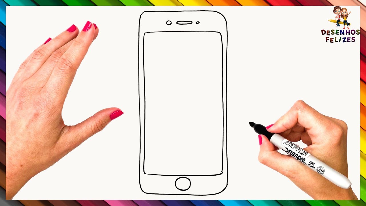 Como Desenhar Um Celular Passo A Passo 📱 Desenhar Smartphone Fácil ...