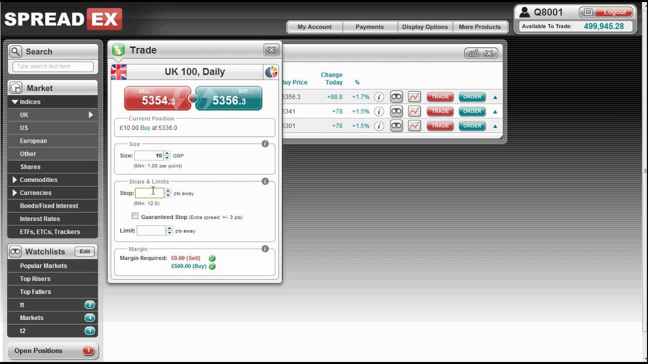 4. How to use a guaranteed stop in spread betting Spreadex YouTube
