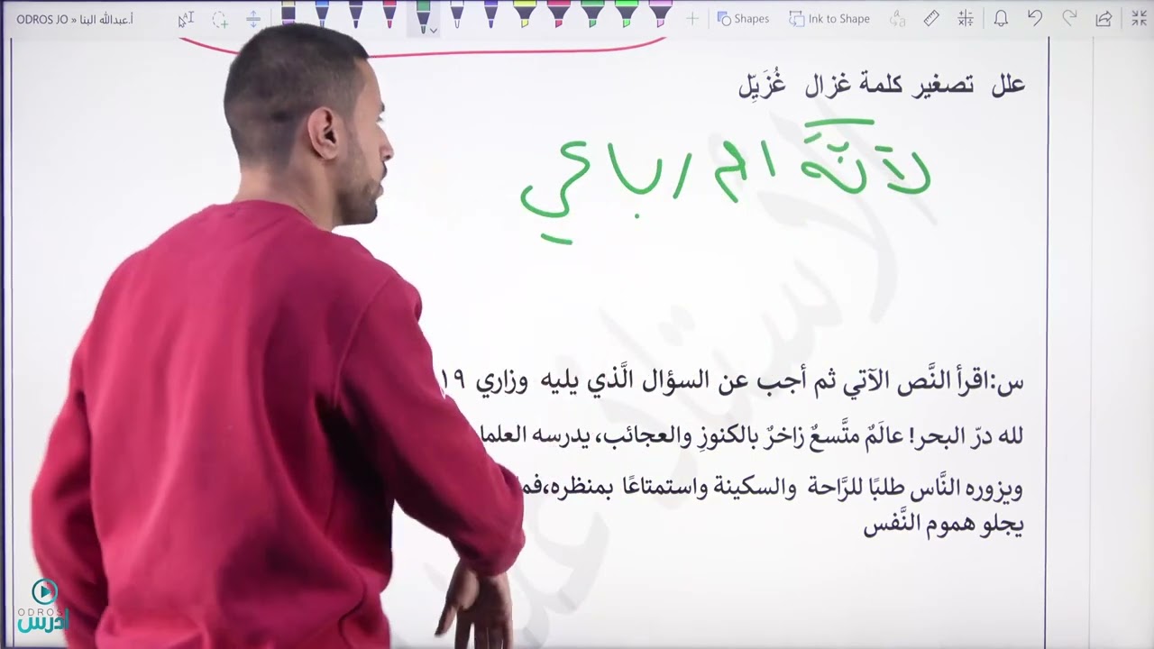 حل أسئلة الوزارة على التصغير  الأستاذ عبد الله البنا