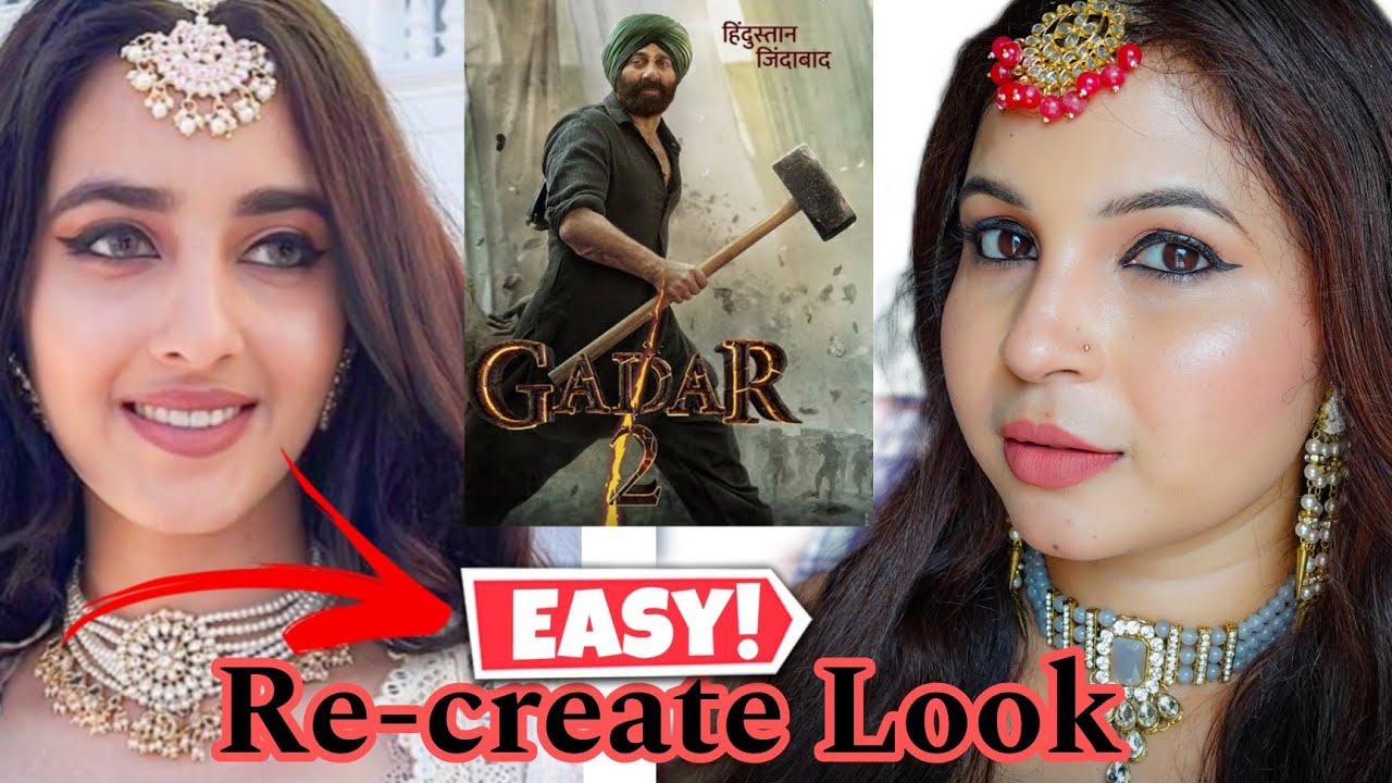 Gadar2: Recreating Simrat Kaur Makeup Look| Using Less No foundation Makeup 