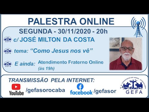 Assista: Palestra online - c/ JOSÉ MILTON DA COSTA (30/11/2020)