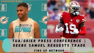 Miami Dolphins News: Chris Grier\/Tua Tagovailoa Press Conference | Deebo Samuel Requests Trade