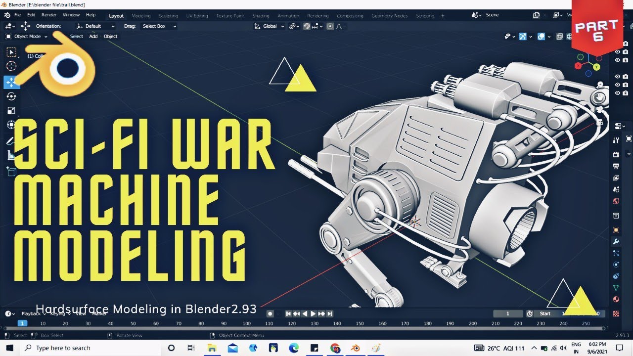 hard surface modeling in blender | SciFi Warmachine - part 6 - YouTube