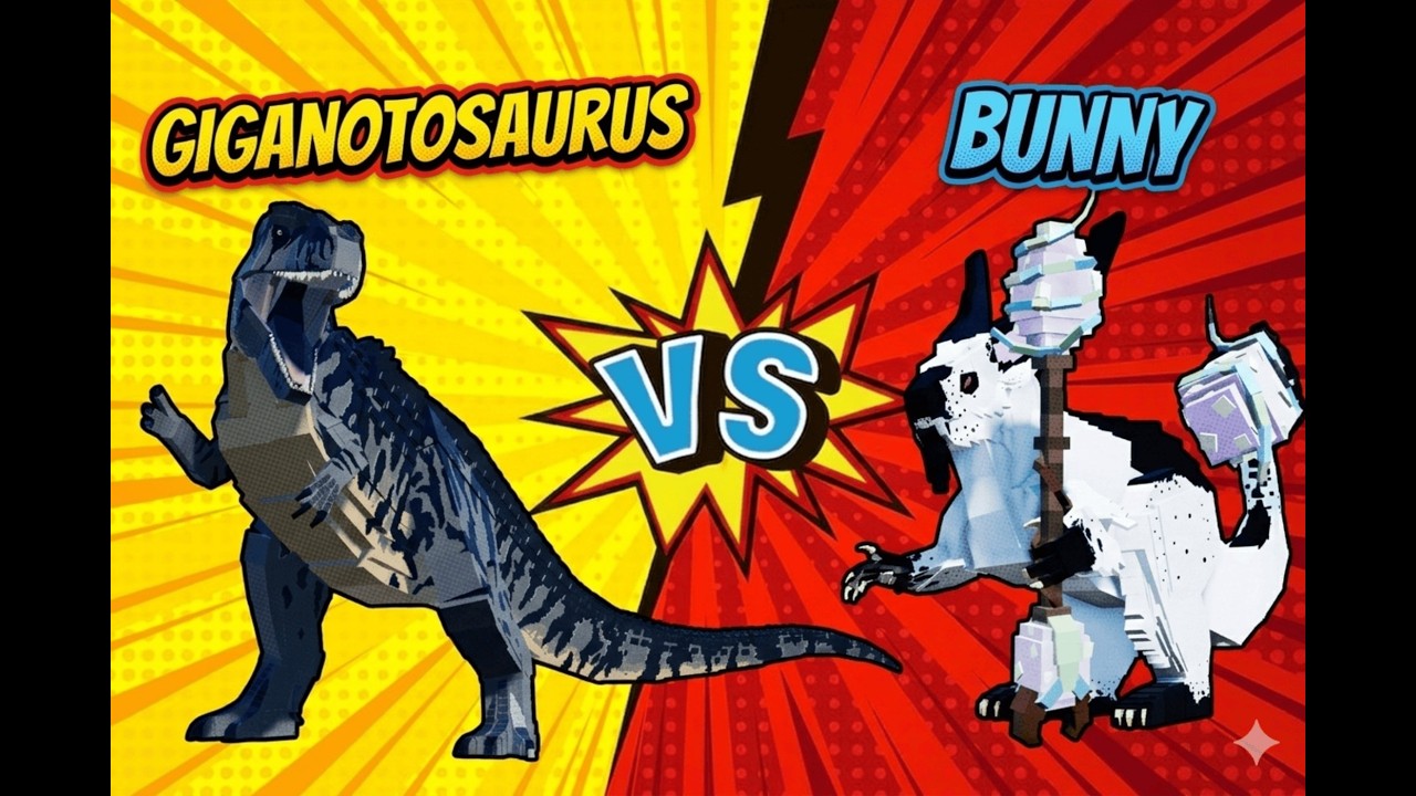 Jurassic blocky Giganotosaurus  vs Bunny 🔥Epic Fight Sscenes #roblox
