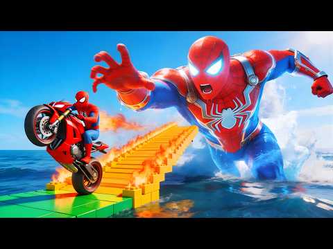 SPIDER MAN Wins The Magic Tung Sahur Racing challenge on SPIDERS BRIDGE funny games GTA Superhero
