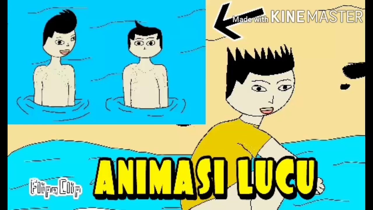  Mandi  di sungai KARTUN  LUCU  YouTube