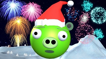 BAD PIGGIES at  X-MAS & NEW YEAR ♫ 3D animated  ANGRY BIRDS spoof ☺ FunVideoTV - Style ;-))