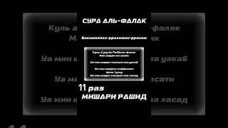 СУРА АЛЬ-ФАЛАК 11 РАЗ ПОВТОРЕНИЙ. МИШАРИ РАШИД