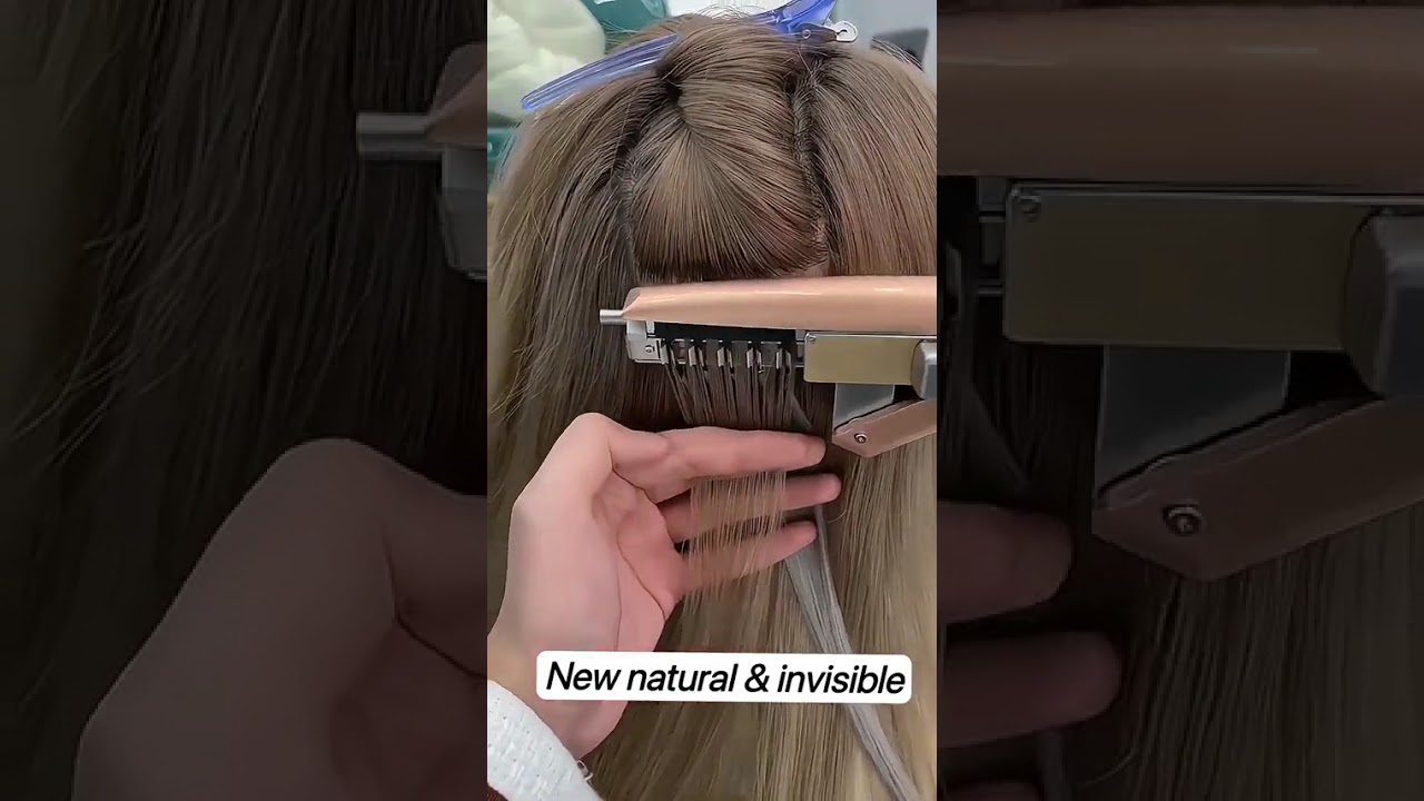 Install hair extensions by 6D hair gun 