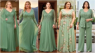 Gorgeous SAGE GREEN Dresses for Plus Size Moms on Their Special Day