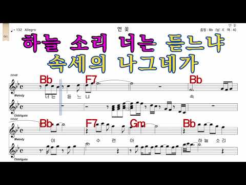 연꽃  유지나   iSMB 가수처럼 엠알로 노래 악보 여 원키  Bb