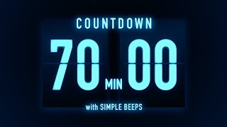 Famous 70 Minutes Countdown Timer 🔵 Flip Clock with Simple Beeps Wealth