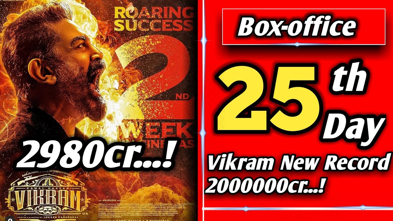Vikram Movie 25th Day Collection[Vikram Twenty one Day Box office] Worldwide Lokesh kanagaraj