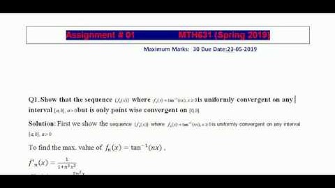 MTH631 Assignment 1  solution spring 2019
