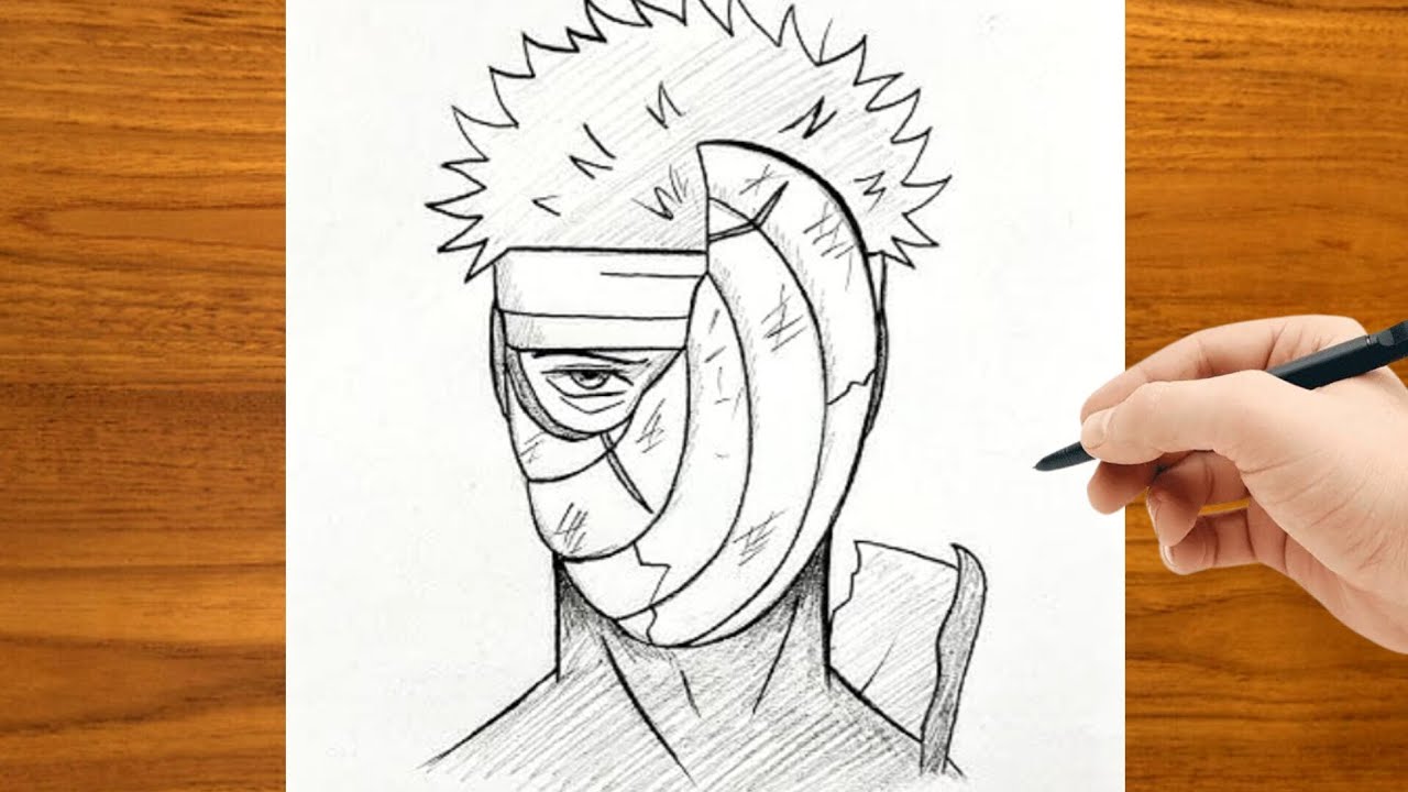 How to Draw Obito Uchiha in Anime | Naruto Shippuden Pencil Drawing Guide | Easy Anime Drawing